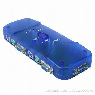 KVM switch for PS2, automatic, 4 ports, plastic case